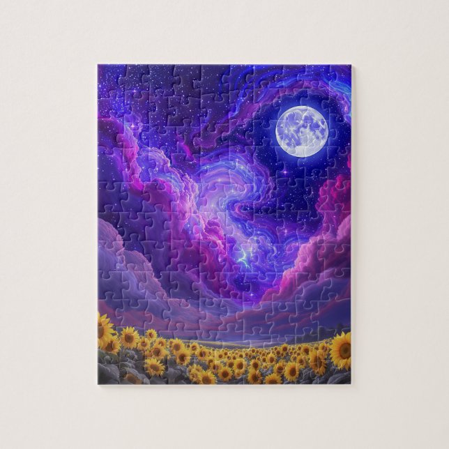 Rompecabezas del cielo de girasoles bajo la luz de (Vertical)