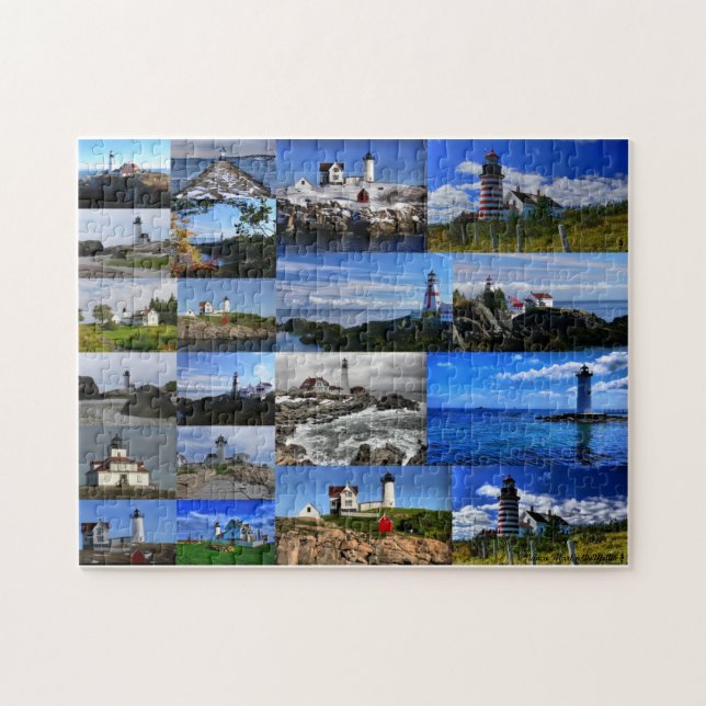 Rompecabezas del collage del faro de Nueva (Horizontal)