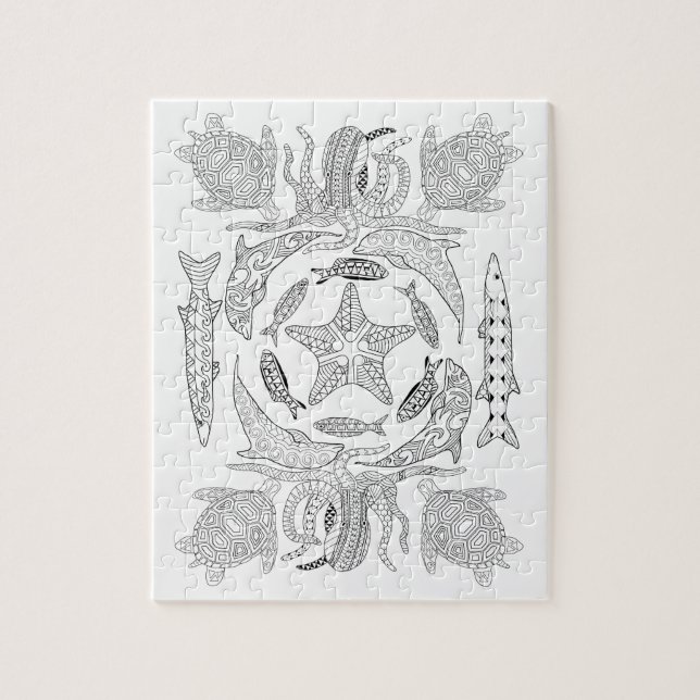 Rompecabezas del colorido adulto de Sealife (Vertical)