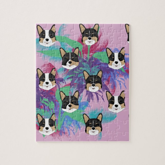 Rompecabezas del Corgi Tropical (Vertical)