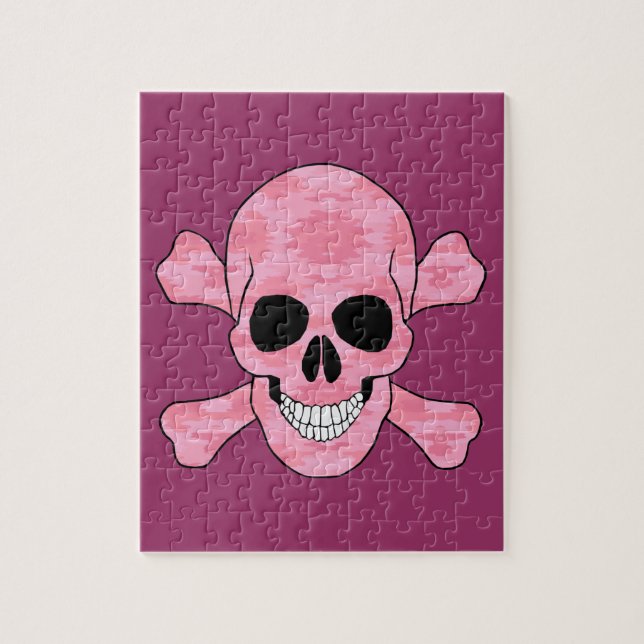 Rompecabezas Del Cráneo De Camuflaje Rosado Y Del  (Vertical)