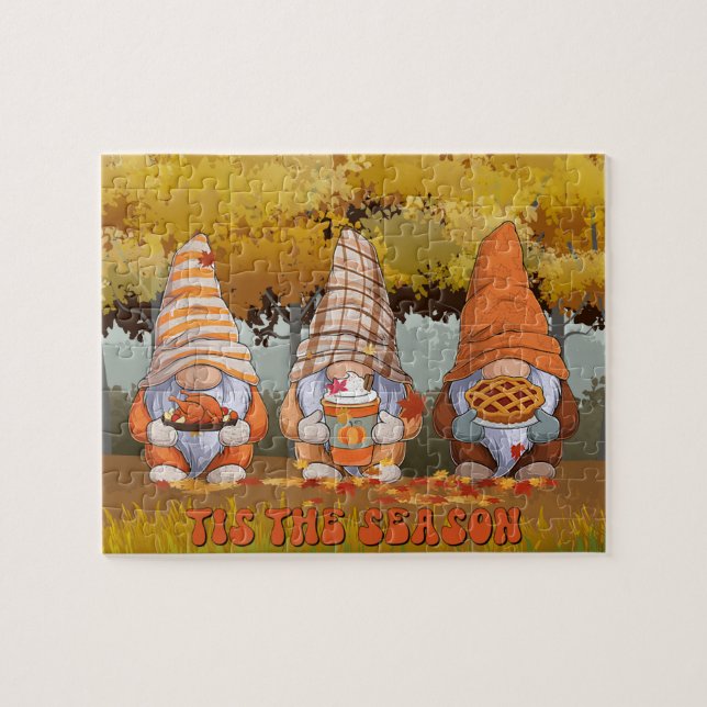Rompecabezas del Día de Acción de Gracias de Gnome (Horizontal)