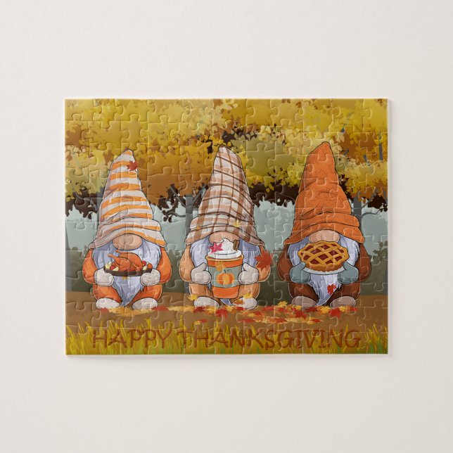 Rompecabezas del Día de Acción de Gracias de Gnome (Horizontal)