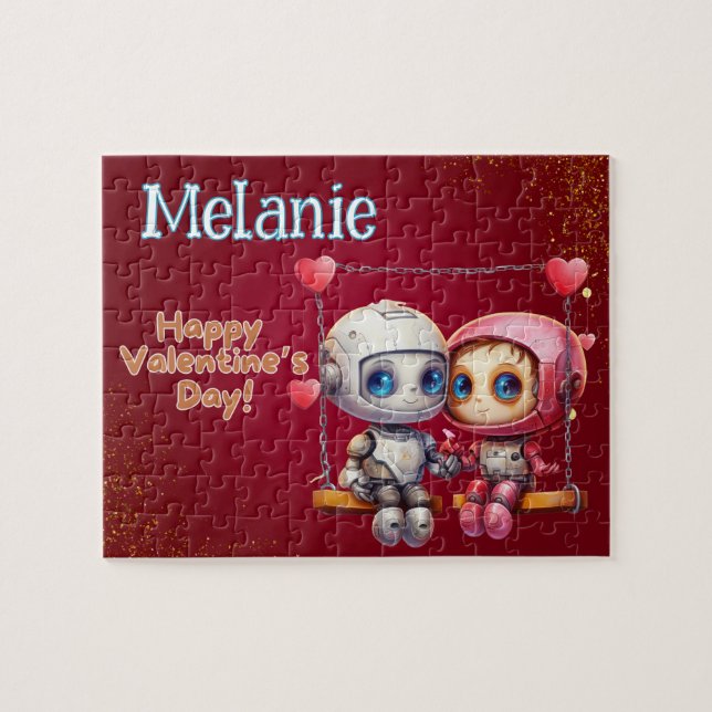Rompecabezas del Día de San Valentín del Robot con (Horizontal)