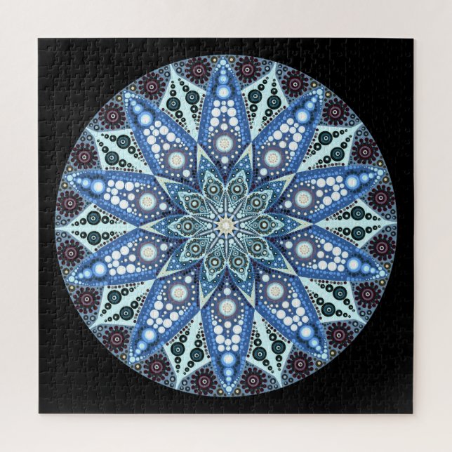 Rompecabezas del diamante azul Mandala (Vertical)