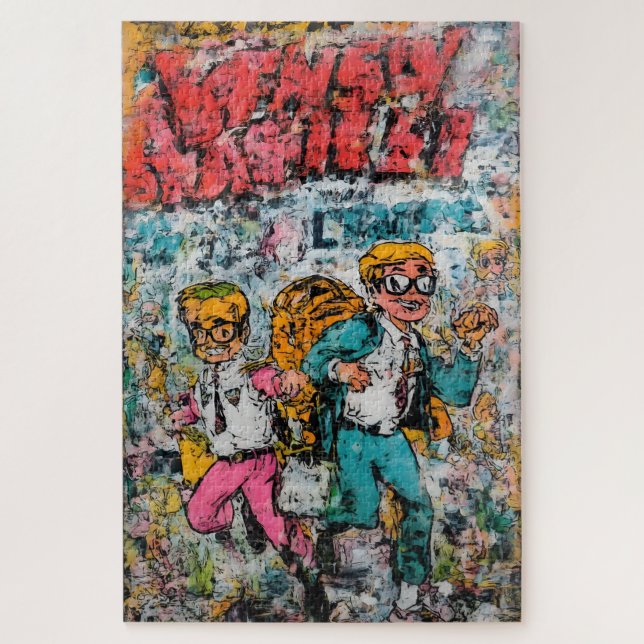 Rompecabezas del dúo de historietas retro (Vertical)