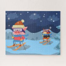 Rompecabezas del esquí de Pig y Fox