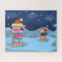 Rompecabezas del esquí de Pig y Fox