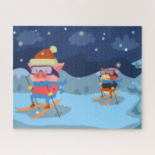 Rompecabezas del esquí de Pig y Fox