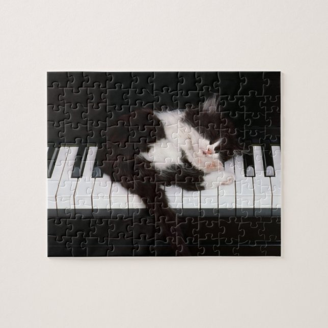 Rompecabezas del gatito del piano (Horizontal)