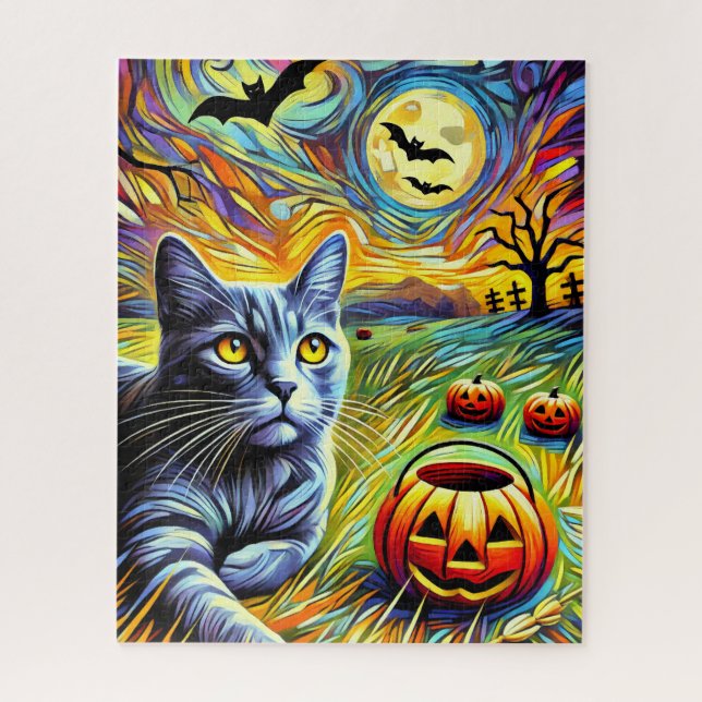Rompecabezas del gato de Halloween de 500 piezas (Vertical)