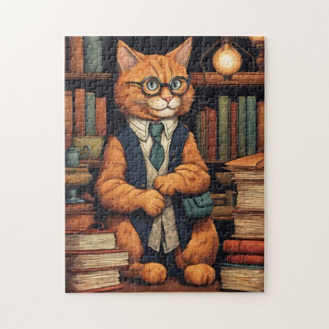 rompecabezas del gato de la biblioteca #6 (Vertical)