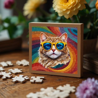 Rompecabezas del Gato Gay Retro Rainbow LGBTQ+ Gua