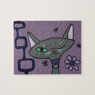 Rompecabezas del gato moderno de medio siglo