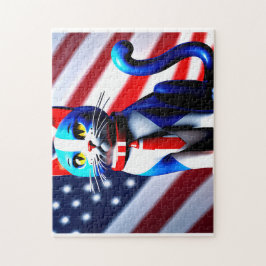 Rompecabezas del gato patriótico