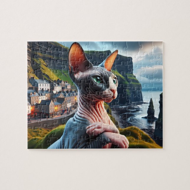 Rompecabezas del gato Sphynx Acantilados de Moher  (Horizontal)