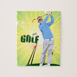Rompecabezas del golfista del resplandor solar con