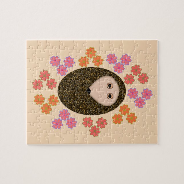 Rompecabezas del Hedgehog y las flores (Horizontal)