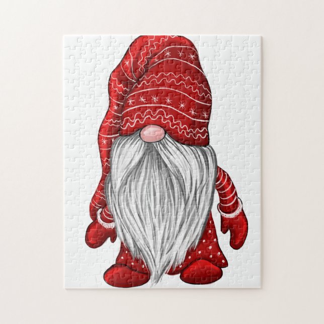 Rompecabezas del invierno rojo Gnome Jigsaw (Vertical)