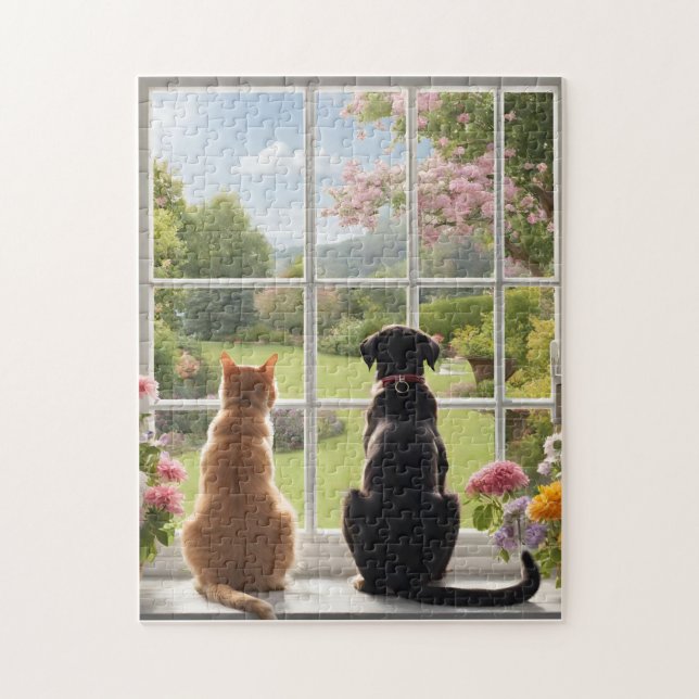 Rompecabezas del jardín de las flores del perro de (Vertical)