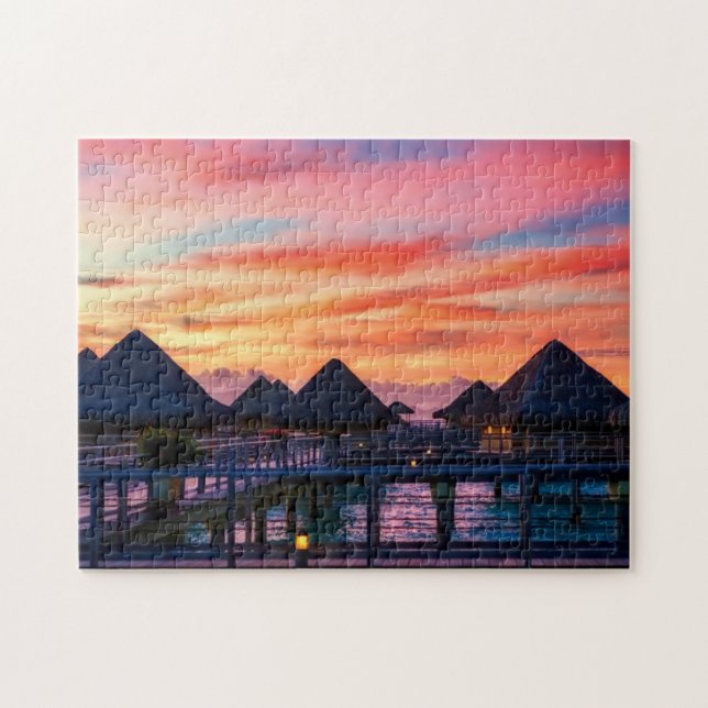 Rompecabezas del juego de Bungalow tropical (Horizontal)