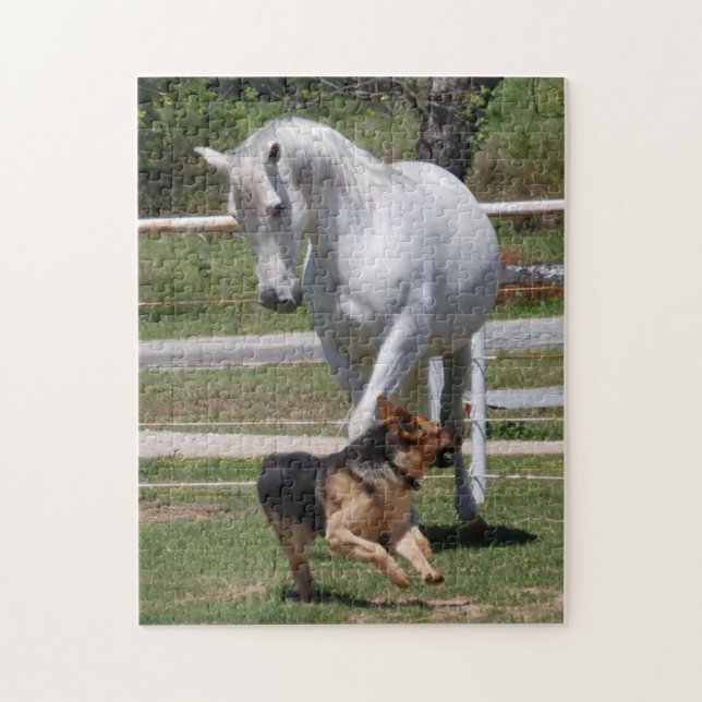 Rompecabezas del JUEGO del CABALLO y del PERRO (Vertical)