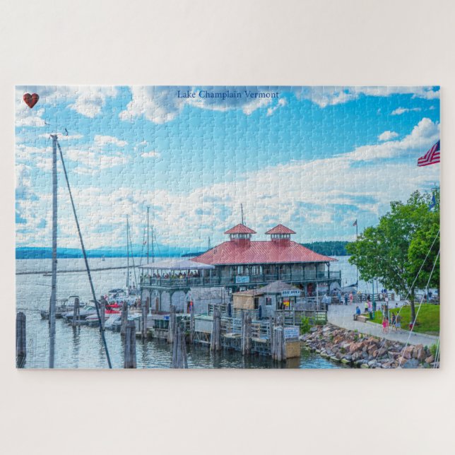 Rompecabezas del Lago Champlain Vermont Jigsaw (Horizontal)