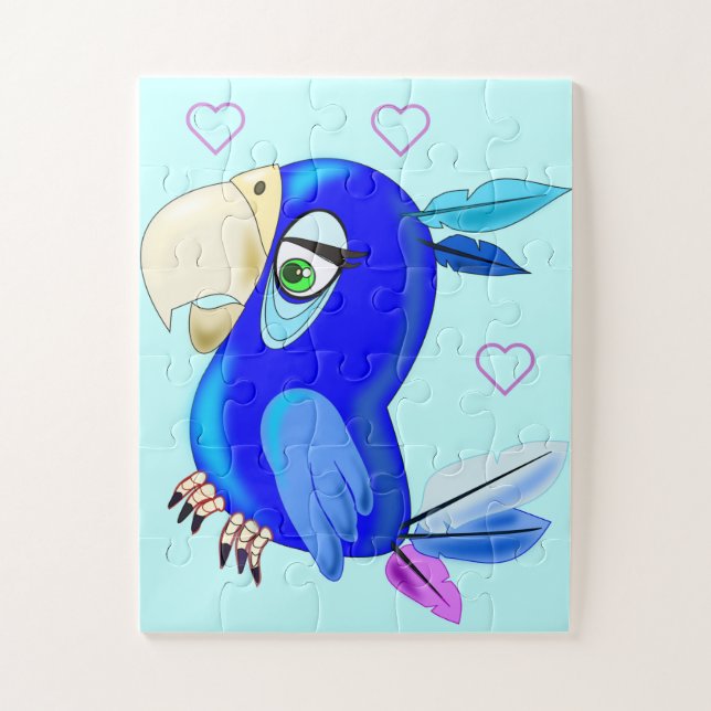 Rompecabezas del loro azul (Vertical)