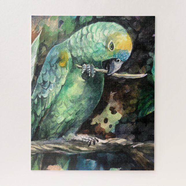 Rompecabezas del loro de la Amazonía azul (Vertical)