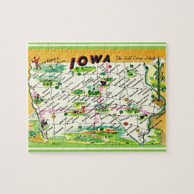 Rompecabezas del mapa de Iowa (Horizontal)