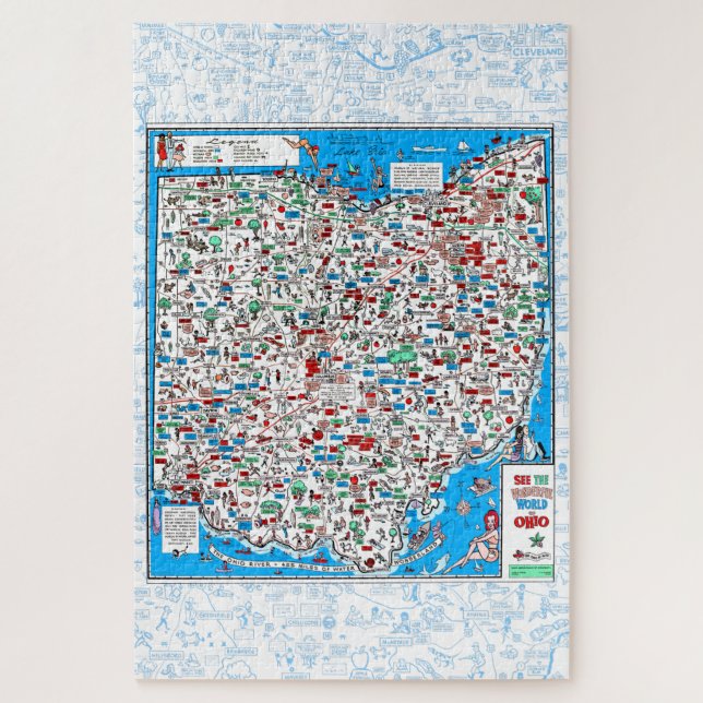 Rompecabezas del mapa de Ohio de 1966 (Vertical)