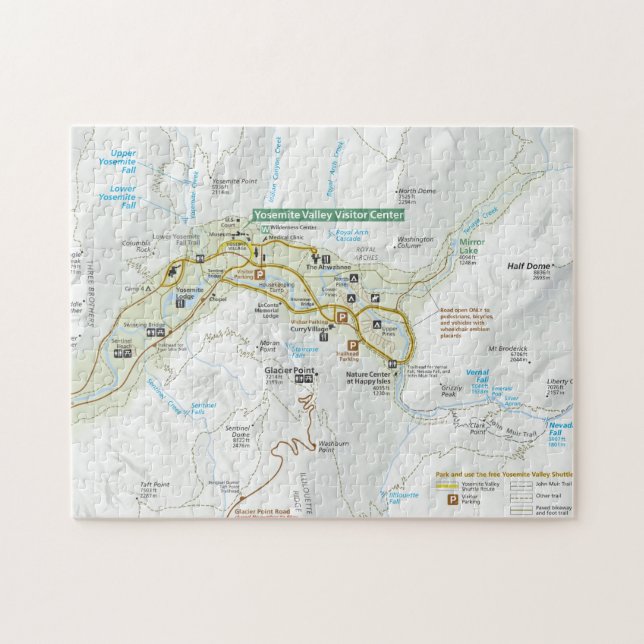 Rompecabezas del mapa del valle de Yosemite (Horizontal)