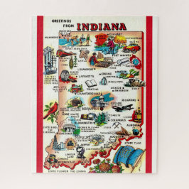 Rompecabezas del mapa vintage de Indiana 16x20