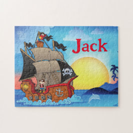 Rompecabezas del nombre del niño del barco pirata 