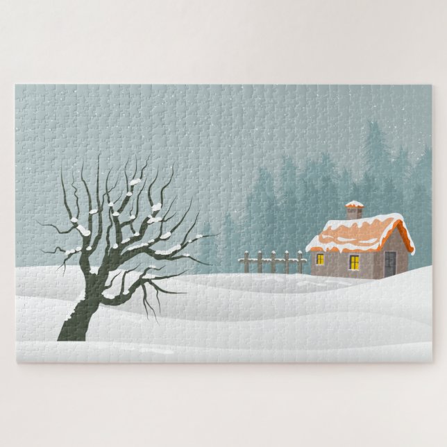 Rompecabezas del paisaje invernal de los navidades (Horizontal)