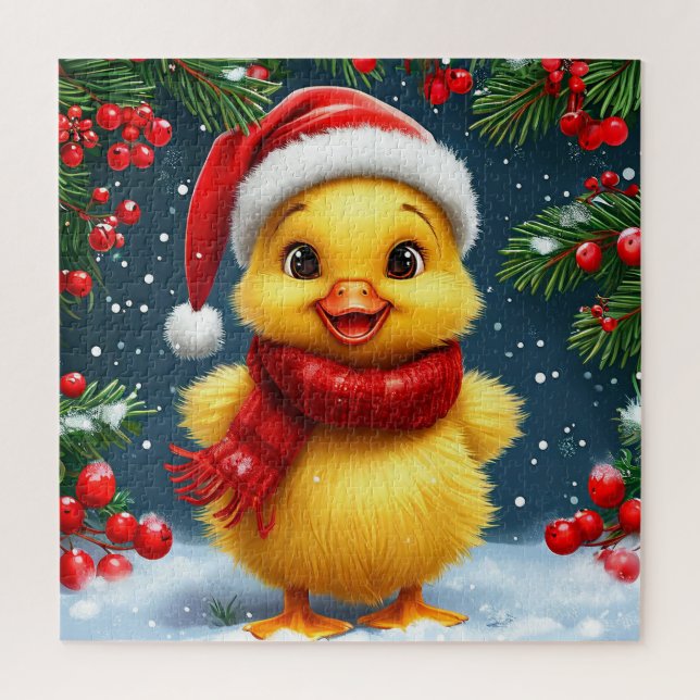 Rompecabezas del Pato con Gorro de Santa para Niño (Vertical)