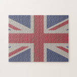 Rompecabezas del patrón de pesca de bandera de la<br><div class="desc">Patrón de redes de pesca con bandera de la Unión Jack con efecto de piel rompecabezas de fondo</div>