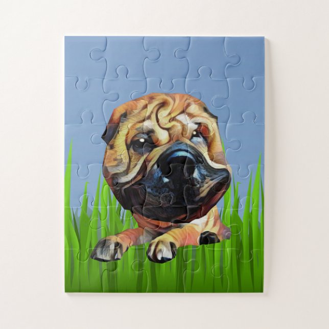 Rompecabezas del personalizado Shar Pei para los n (Vertical)