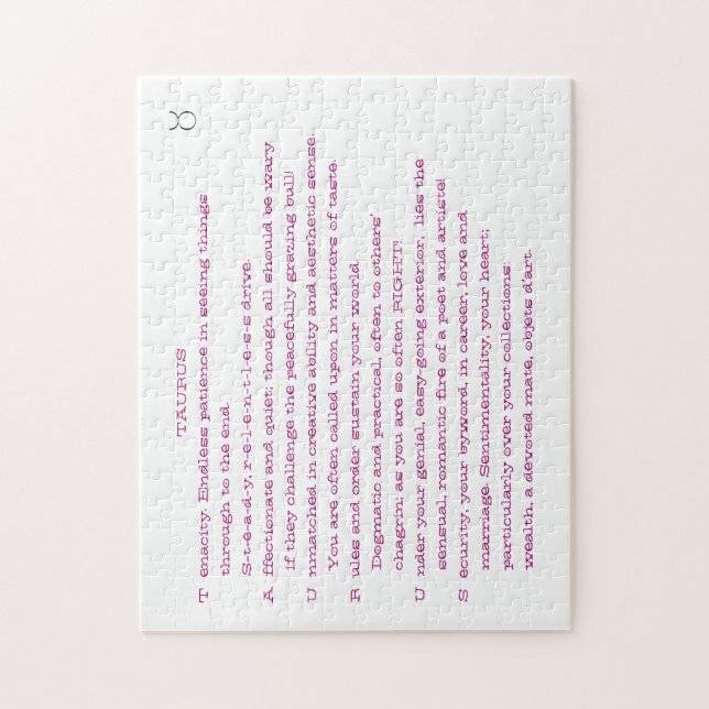 Rompecabezas del poema del TAURO (Vertical)