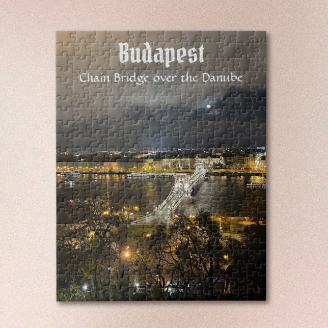 Rompecabezas del Puente de Cadena de Budapest (Text is optional. Easy to remove or edit. Select Personalize Design to remove text.)
