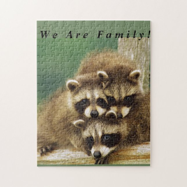 Rompecabezas del Racoon de la familia (Vertical)