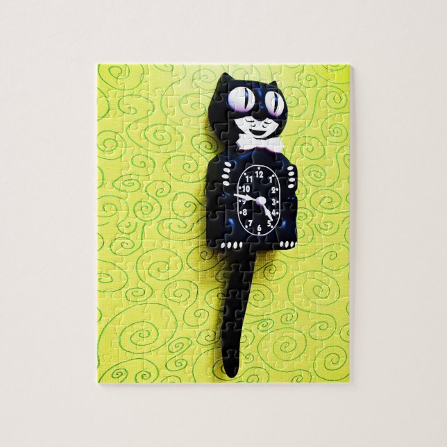 Rompecabezas del reloj del gato del kit antiguo (Vertical)