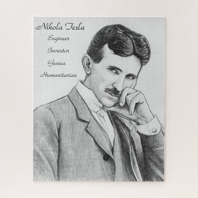 Rompecabezas del retrato de Nikola Tesla 520 (Vertical)
