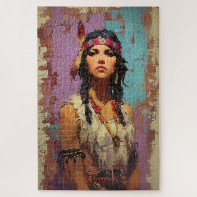 Rompecabezas del retrato de una mujer nativa ameri (Vertical)