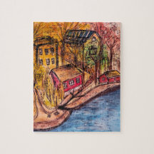 Rompecabezas del río de otoño - Ilustracion de oto