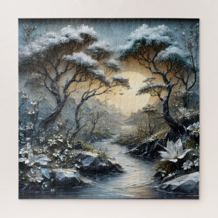 Rompecabezas del río del bosque invernal
