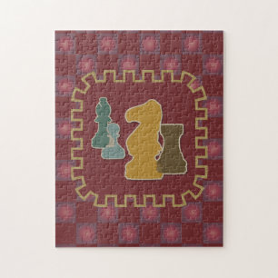 Rompecabezas del rojo de los pedazos de ajedrez