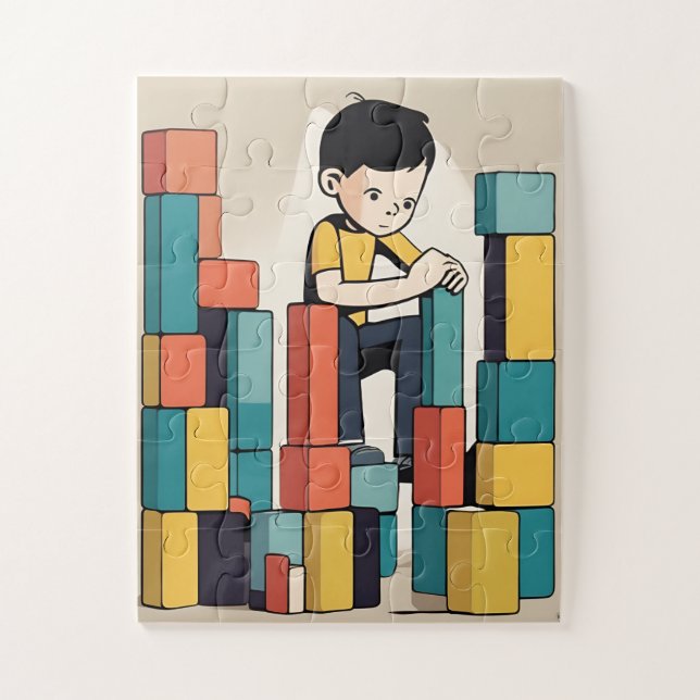 Rompecabezas del rompecabezas del niño con caja de (Vertical)