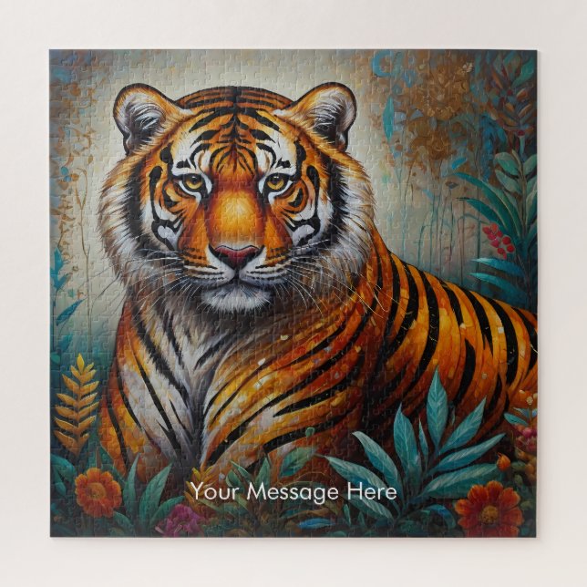 Rompecabezas del tigre del Boho - Vibrante arte de (Vertical)