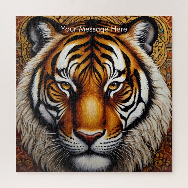 Rompecabezas del tigre del Boho - Vibrante arte de (Vertical)